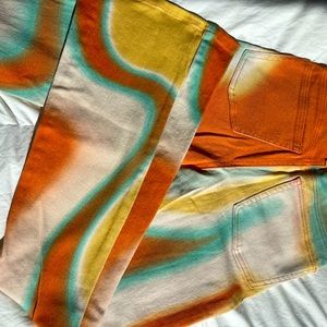 Jaded London Bootcut Jeans With Cool Orange Swirl Design